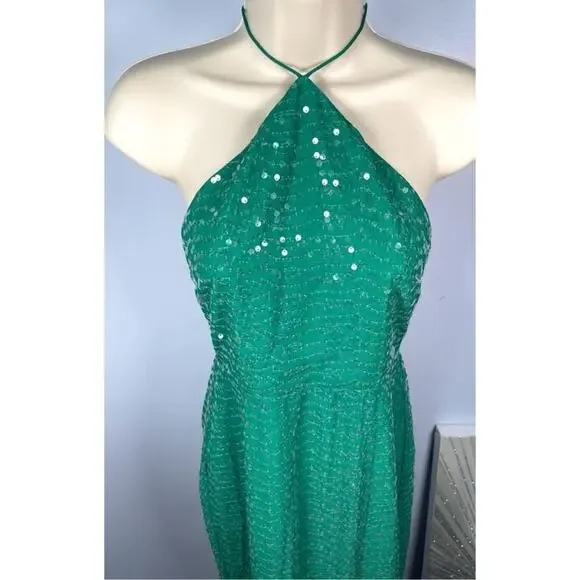 Elegant Green Sequin Maxi Dress